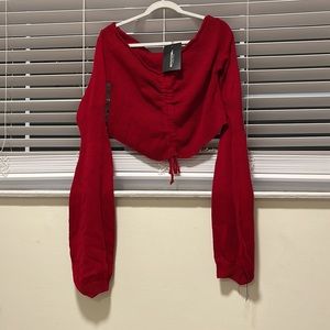 Prettylittlething.com cropped flared sleeve sweater